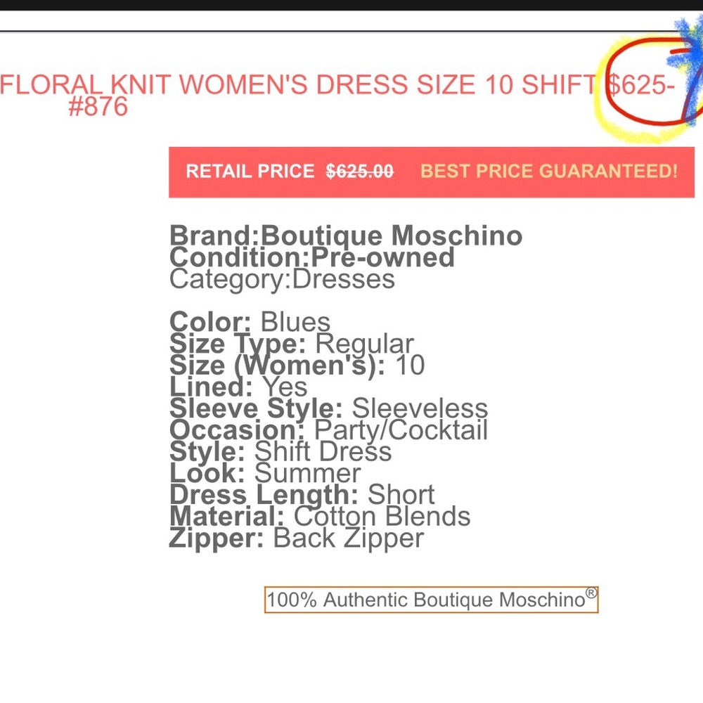 🐻🌼 BOUTIQUE MOSCHINO Navy Waffle Daisy Dress - Picture 10 of 17